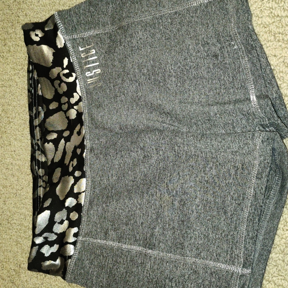 Girls Justice Athletic Shorts Metallic Silver Accents